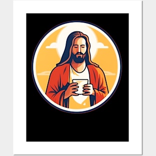 Christian Jesus Drinking Tea Posters and Art